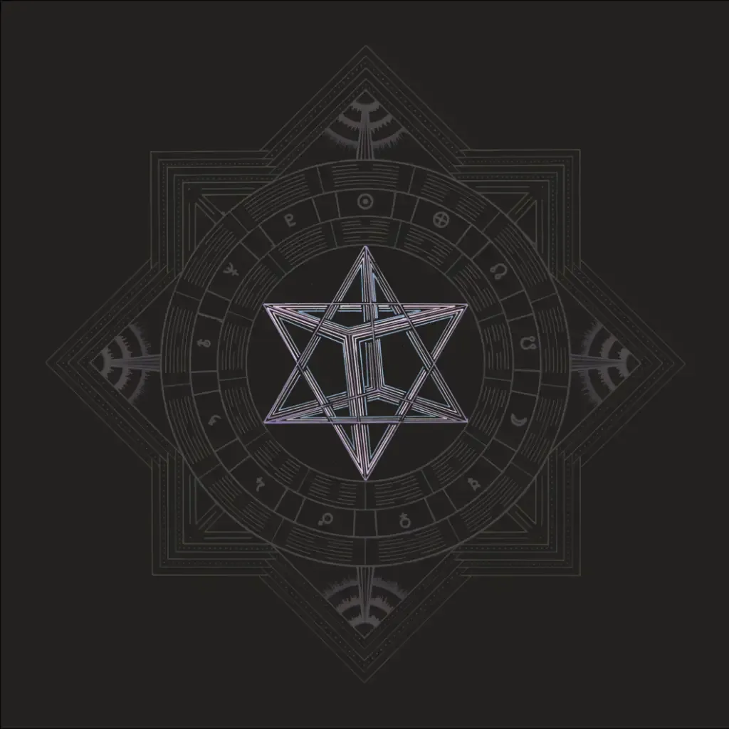 Soul Geometry ‘Fire Phoenix’ with the merkaba highlighted in the centre of the dimmed artwork