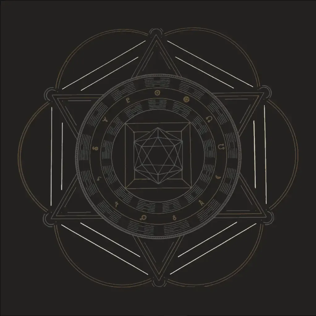 Seelengeometrie „Water Earth“ mit hervorgehobenen weißen Linien des Sechsecks